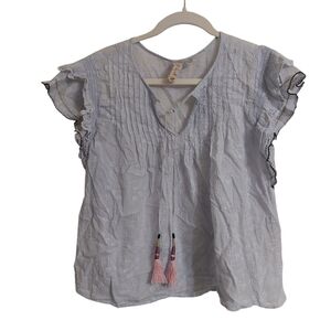 Dolan Light Blue Ruffle Sleeve Blouse